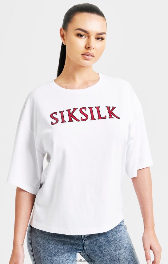 vestir es SikSilk mujer camiseta corta blanca con brillos 4NP28R35
