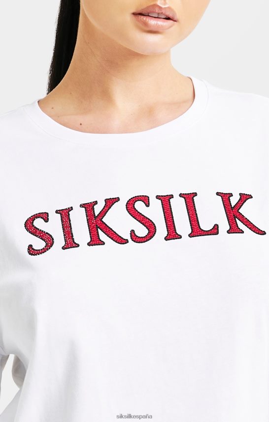 vestir es SikSilk mujer camiseta corta blanca con brillos 4NP28R35