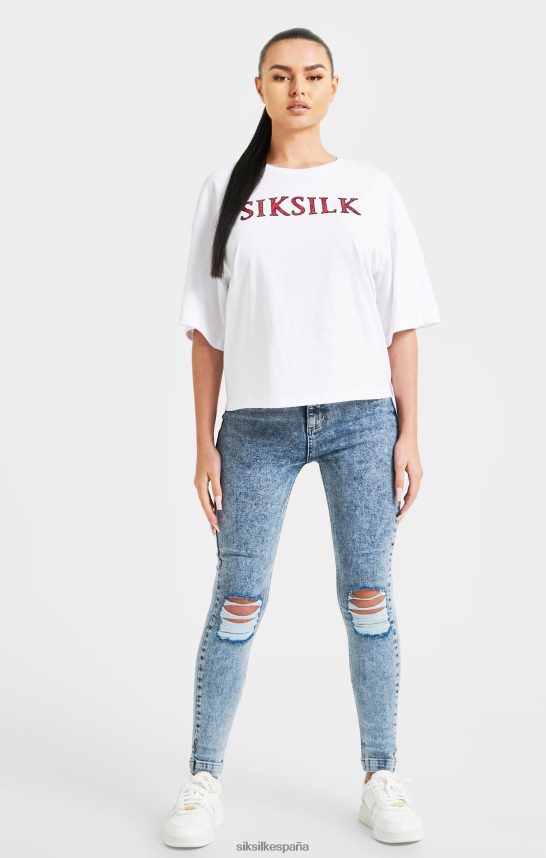 vestir es SikSilk mujer camiseta corta blanca con brillos 4NP28R35