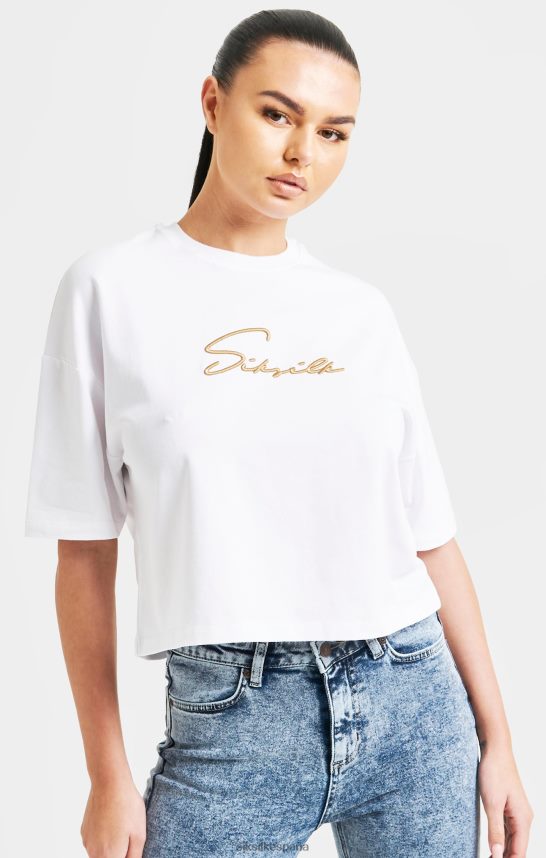 vestir es SikSilk mujer camiseta corta blanca distintiva 4NP28R45