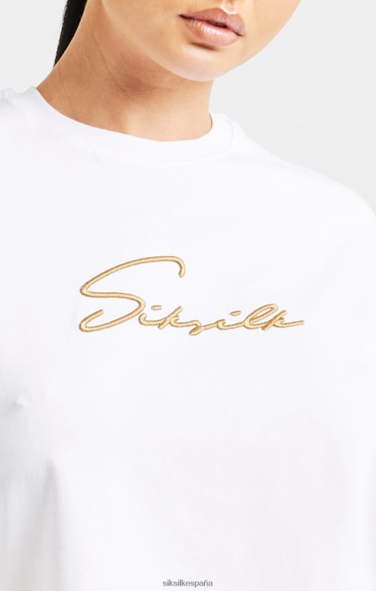 vestir es SikSilk mujer camiseta corta blanca distintiva 4NP28R45