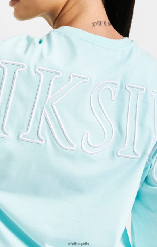vestir es SikSilk mujer camiseta corta con la marca color aguamarina 4NP28R60