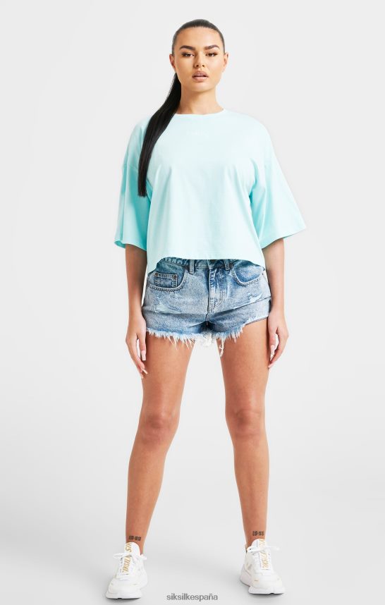vestir es SikSilk mujer camiseta corta con la marca color aguamarina 4NP28R60