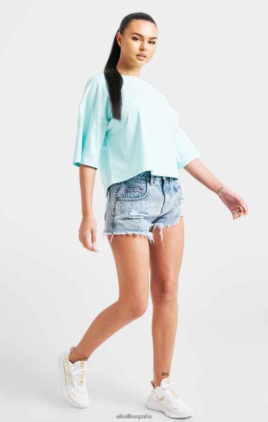 vestir es SikSilk mujer camiseta corta con la marca color aguamarina 4NP28R60