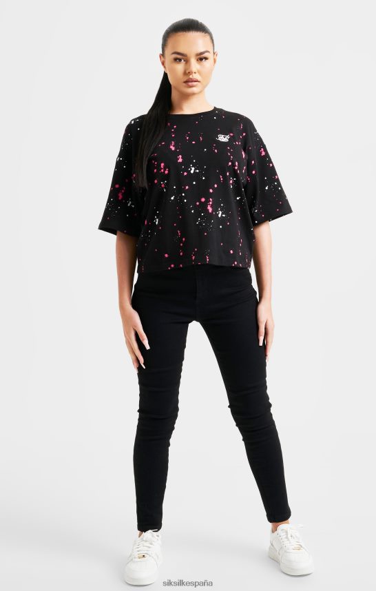 vestir es SikSilk mujer camiseta corta con salpicaduras de pintura negra 4NP28R67