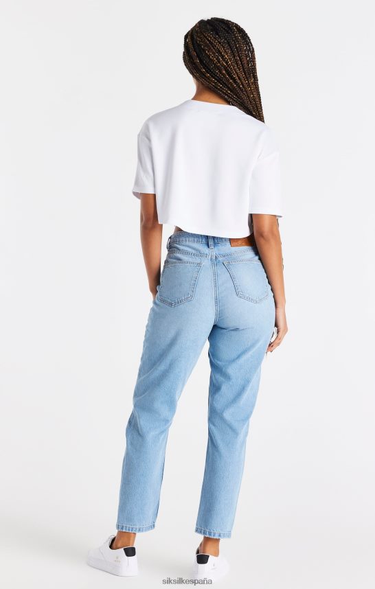 vestir es SikSilk mujer camiseta corta de béisbol blanca 4NP28R50