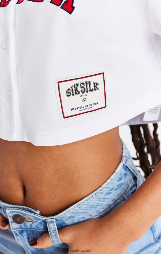 vestir es SikSilk mujer camiseta corta de béisbol blanca 4NP28R50
