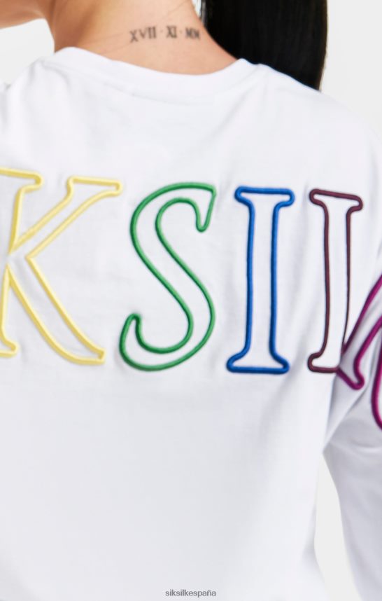 vestir es SikSilk mujer camiseta corta de marca blanca arcoiris 4NP28R47