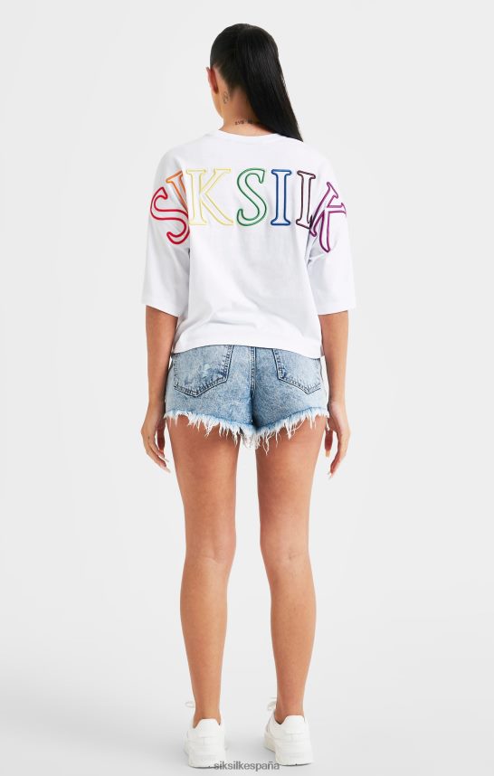 vestir es SikSilk mujer camiseta corta de marca blanca arcoiris 4NP28R47