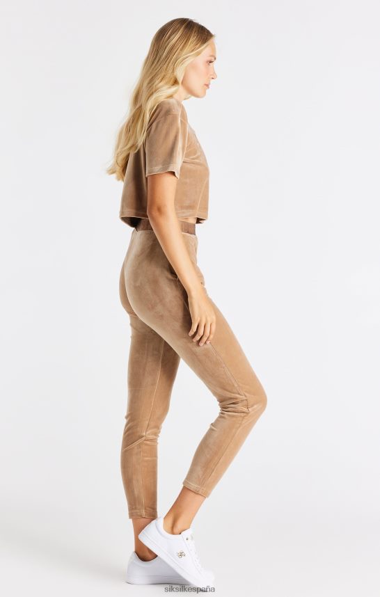 vestir es SikSilk mujer camiseta corta de terciopelo dorado 4NP28R42