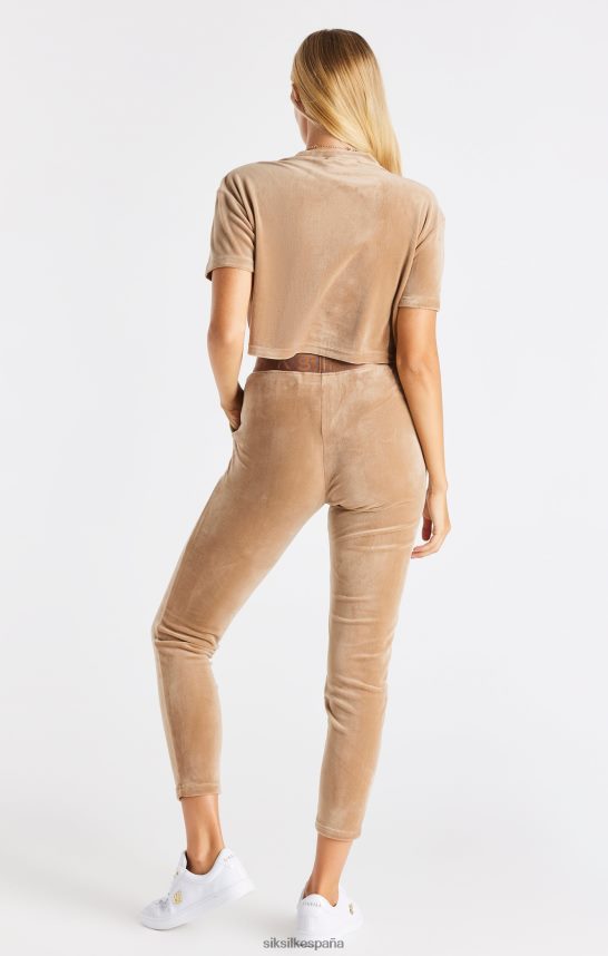 vestir es SikSilk mujer camiseta corta de terciopelo dorado 4NP28R42