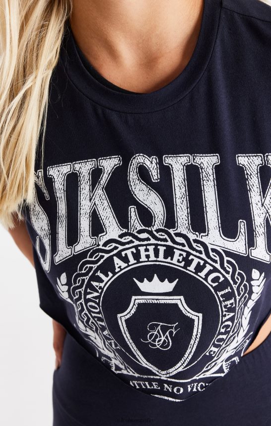 vestir es SikSilk mujer camiseta corta estilo universitario azul marino 4NP28R51
