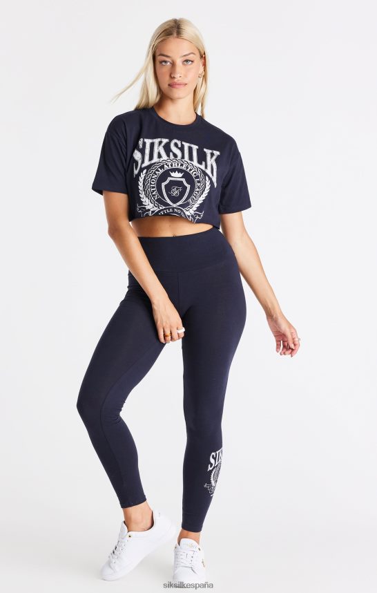 vestir es SikSilk mujer camiseta corta estilo universitario azul marino 4NP28R51