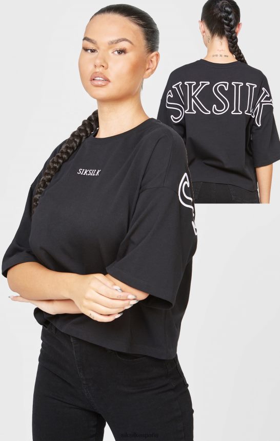 vestir es SikSilk mujer camiseta corta negra con la marca 4NP28R43