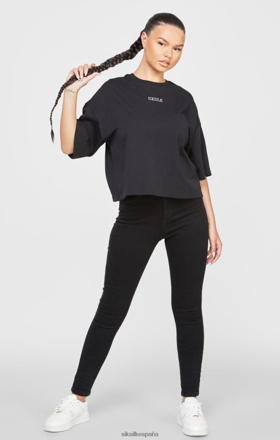 vestir es SikSilk mujer camiseta corta negra con la marca 4NP28R43