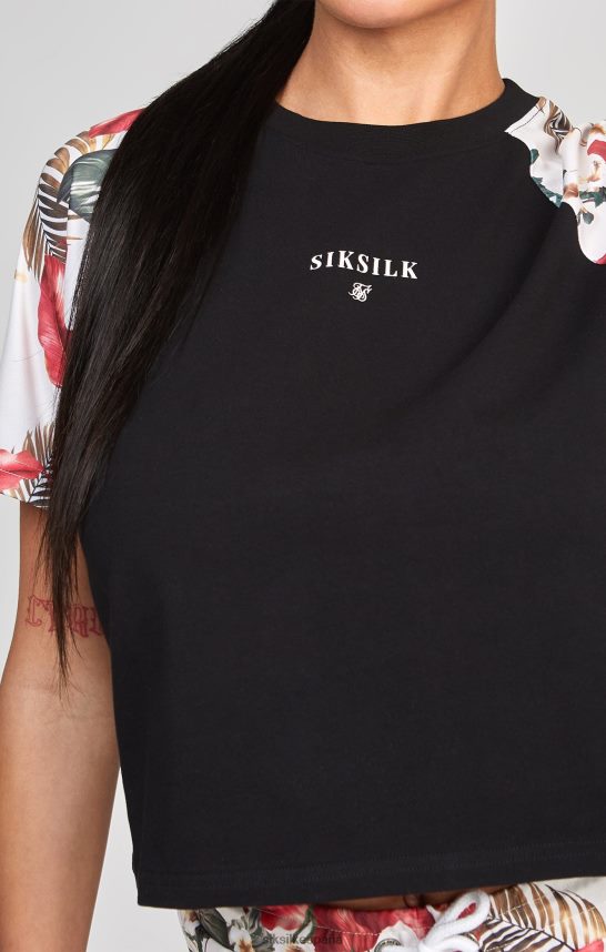 vestir es SikSilk mujer camiseta corta negra retro tropics 4NP28R73