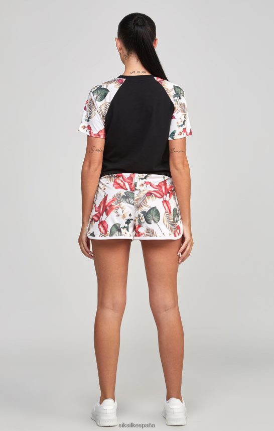 vestir es SikSilk mujer camiseta corta negra retro tropics 4NP28R73