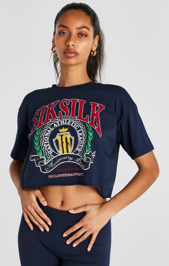 vestir es SikSilk mujer camiseta corta universitaria azul marino 4NP28R28