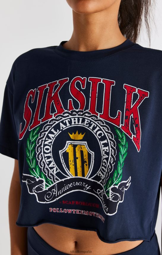 vestir es SikSilk mujer camiseta corta universitaria azul marino 4NP28R28