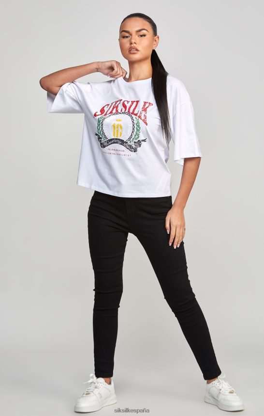 vestir es SikSilk mujer camiseta corta universitaria blanca 4NP28R53