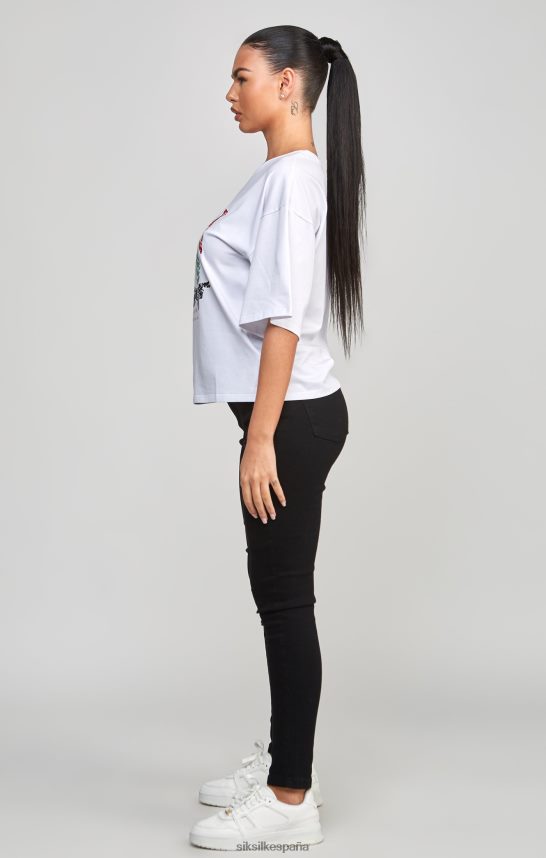 vestir es SikSilk mujer camiseta corta universitaria blanca 4NP28R53