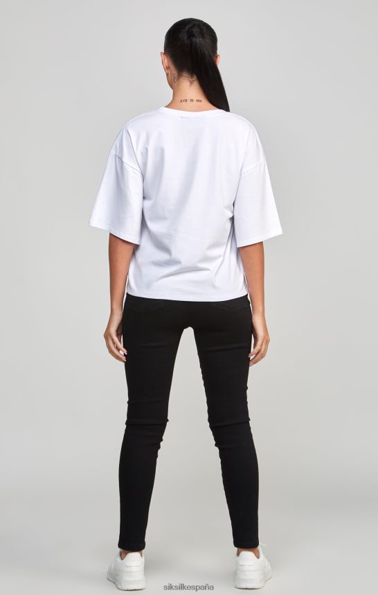 vestir es SikSilk mujer camiseta corta universitaria blanca 4NP28R53