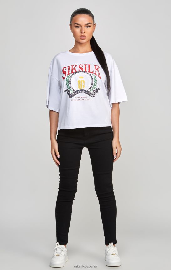 vestir es SikSilk mujer camiseta corta universitaria blanca 4NP28R53