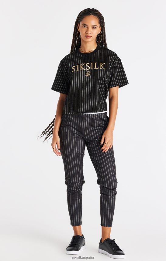 vestir es SikSilk mujer camiseta negra a rayas 4NP28R66