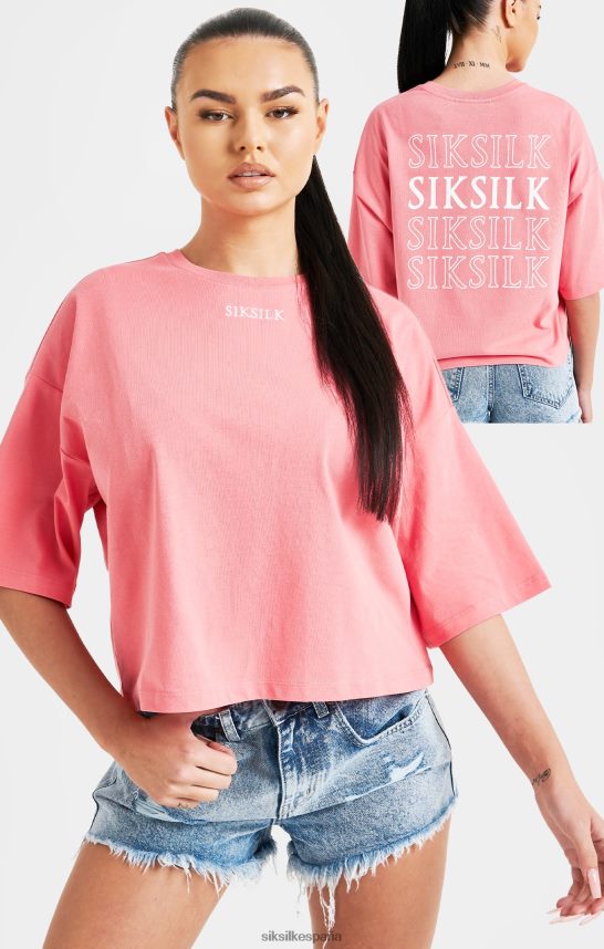 vestir es SikSilk mujer camiseta rosa con logo repetido 4NP28R65