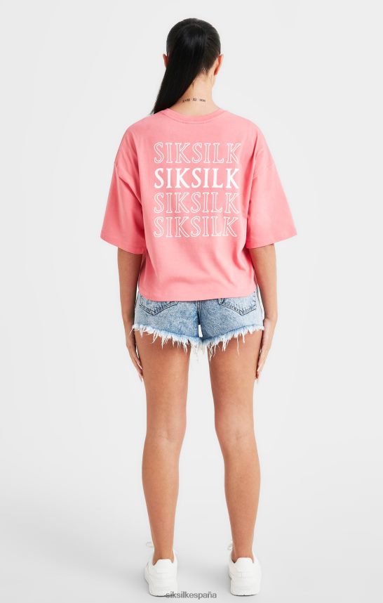 vestir es SikSilk mujer camiseta rosa con logo repetido 4NP28R65