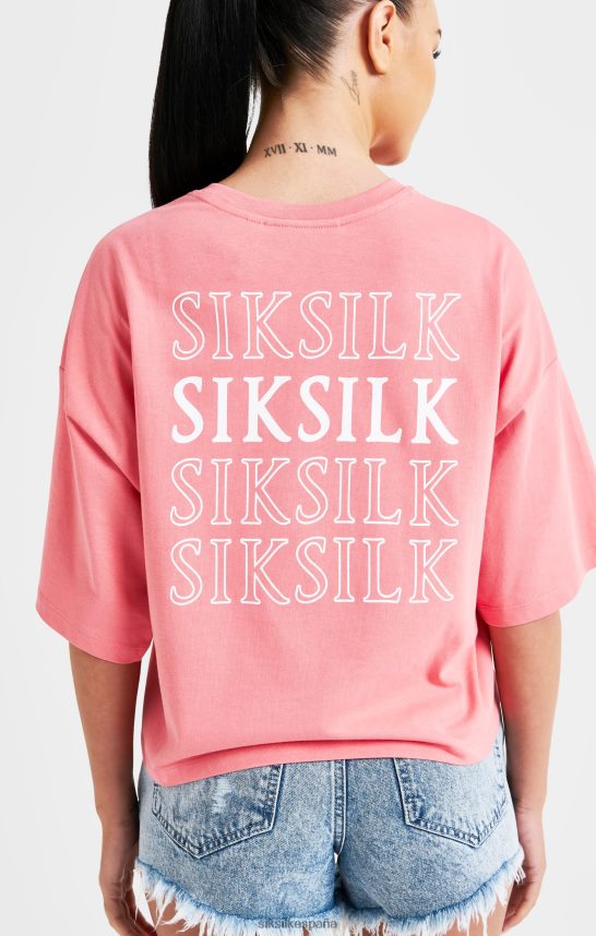 vestir es SikSilk mujer camiseta rosa con logo repetido 4NP28R65