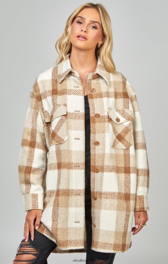 vestir es SikSilk mujer chaqueta a cuadros beige 4NP28R137