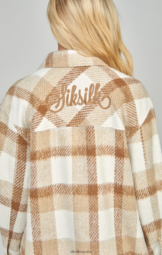 vestir es SikSilk mujer chaqueta a cuadros beige 4NP28R137