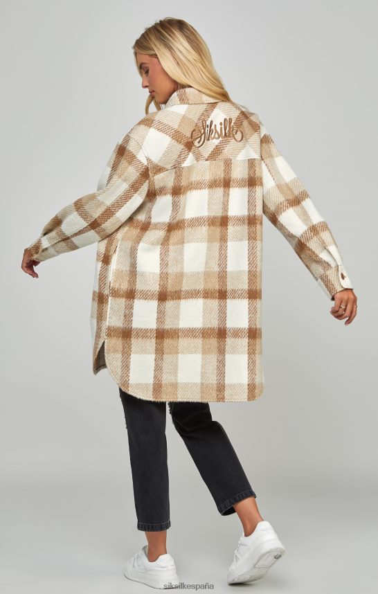 vestir es SikSilk mujer chaqueta a cuadros beige 4NP28R137