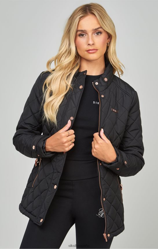 vestir es SikSilk mujer chaqueta acolchada negra con cinturón 4NP28R138
