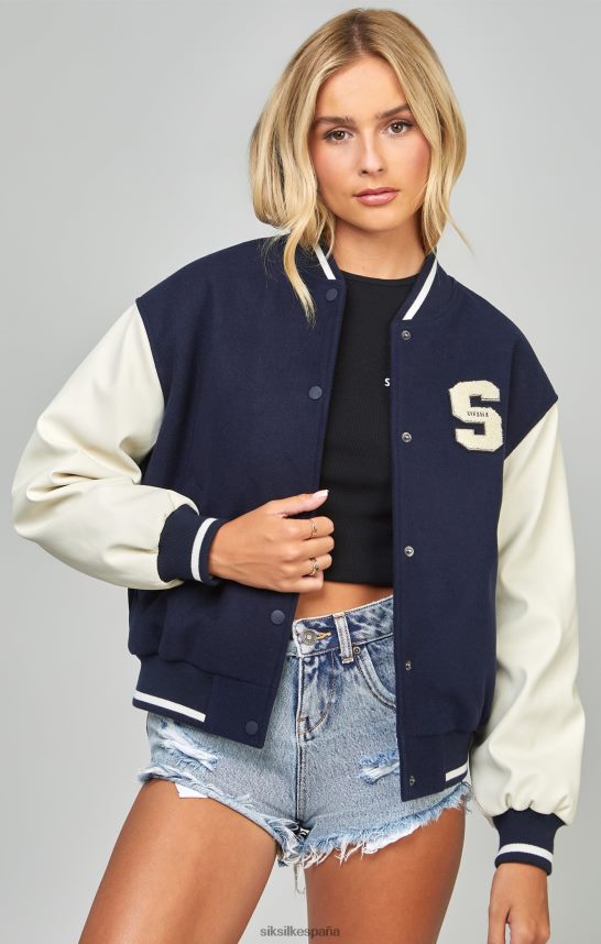 vestir es SikSilk mujer chaqueta bomber universitaria azul marino 4NP28R131