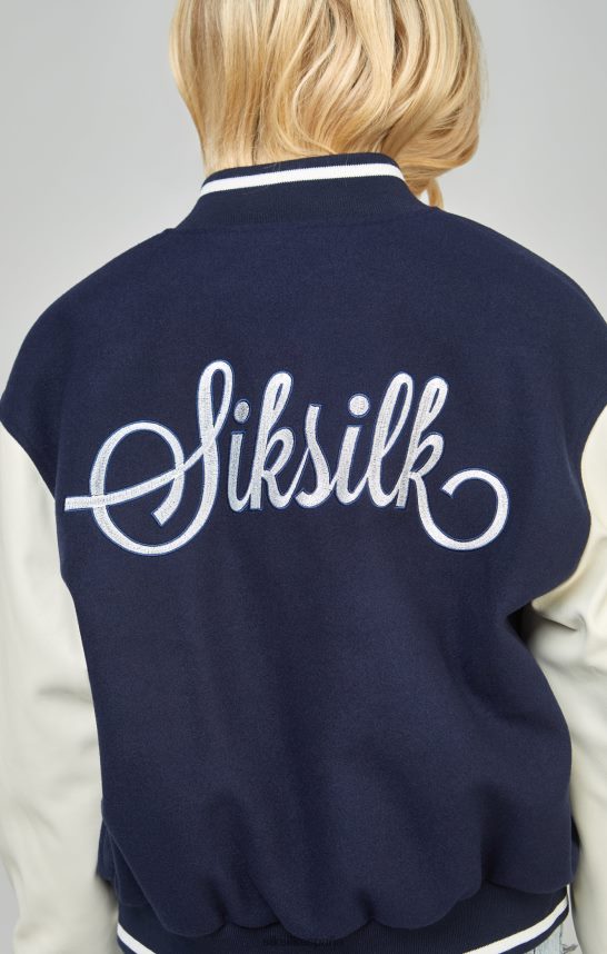 vestir es SikSilk mujer chaqueta bomber universitaria azul marino 4NP28R131