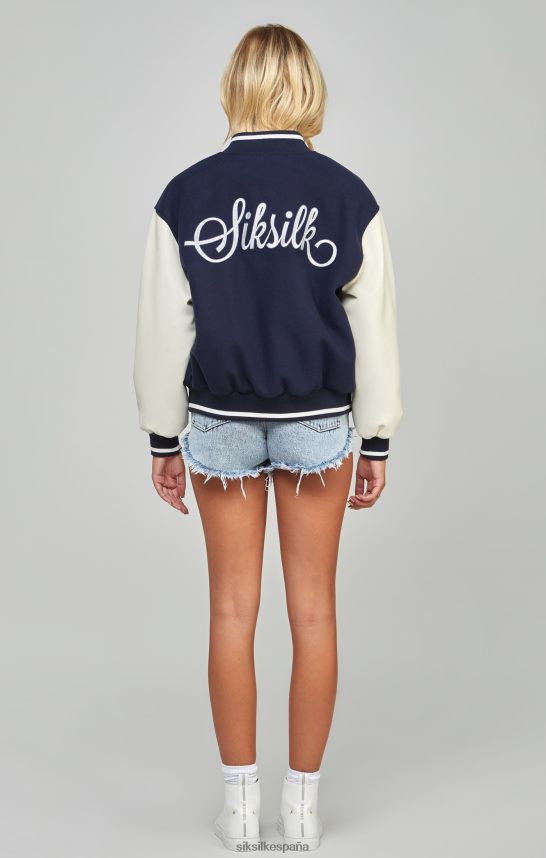 vestir es SikSilk mujer chaqueta bomber universitaria azul marino 4NP28R131