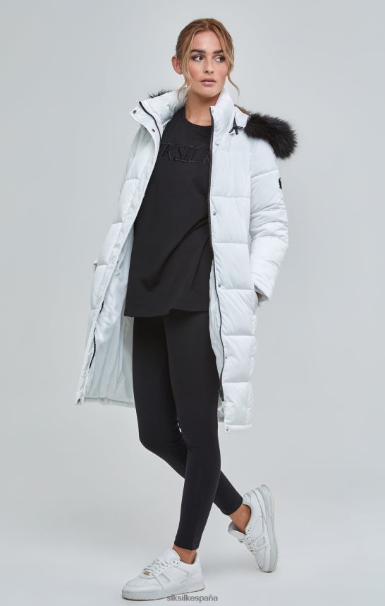 vestir es SikSilk mujer parka larga acolchada blanca 4NP28R128