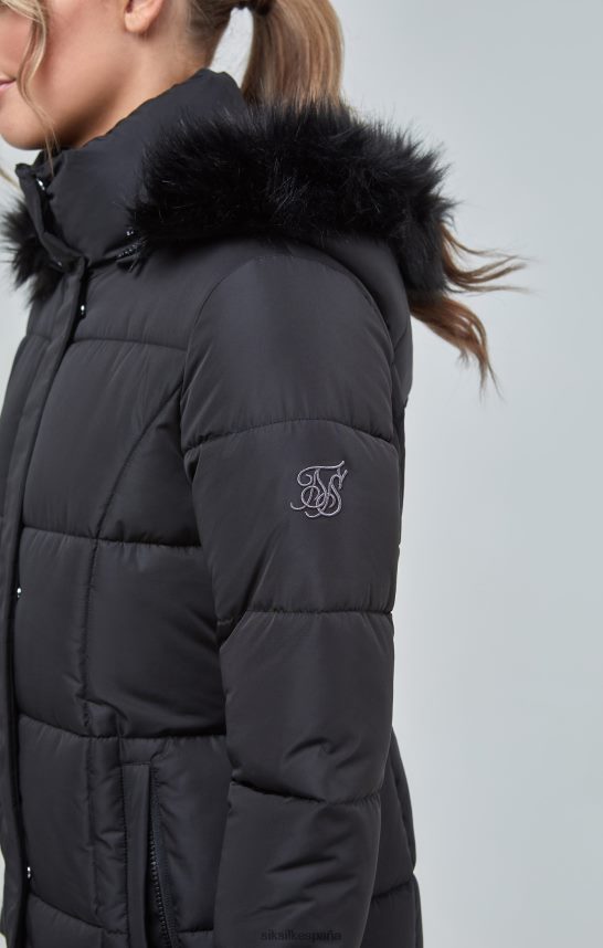 vestir es SikSilk mujer parka larga acolchada negra 4NP28R129