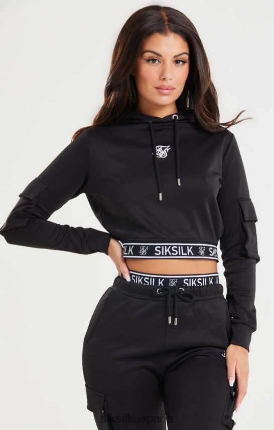 vestir es SikSilk mujer sudadera con capucha corta negra 4NP28R116