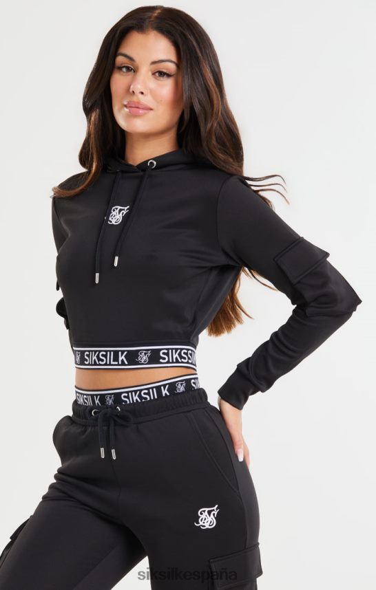 vestir es SikSilk mujer sudadera con capucha corta negra 4NP28R116