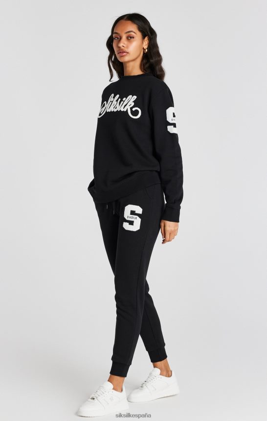vestir es SikSilk mujer sudadera negra con logo universitario 4NP28R76