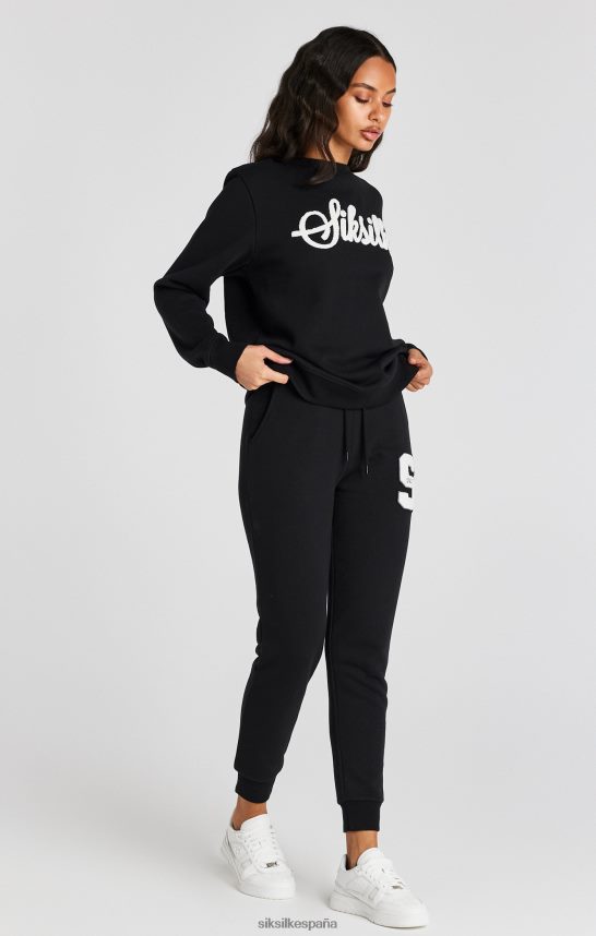 vestir es SikSilk mujer sudadera negra con logo universitario 4NP28R76
