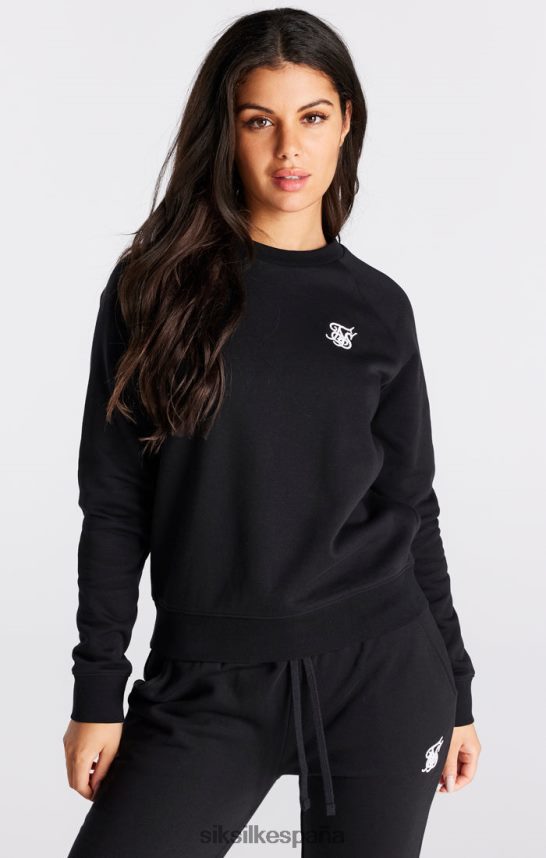 vestir es SikSilk mujer sudadera negra esencial con cuello redondo 4NP28R98