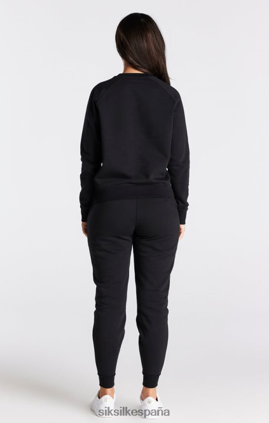 vestir es SikSilk mujer sudadera negra esencial con cuello redondo 4NP28R98