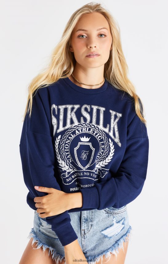 vestir es SikSilk mujer sudadera universitaria oversize azul marino 4NP28R93