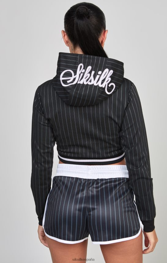 vestir es SikSilk mujer top deportivo corto universitario negro 4NP28R85