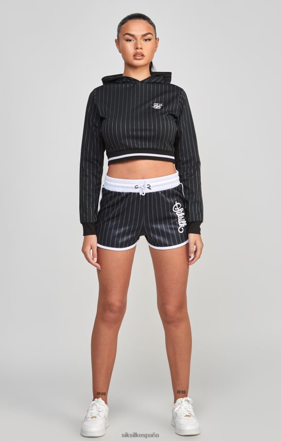 vestir es SikSilk mujer top deportivo corto universitario negro 4NP28R85