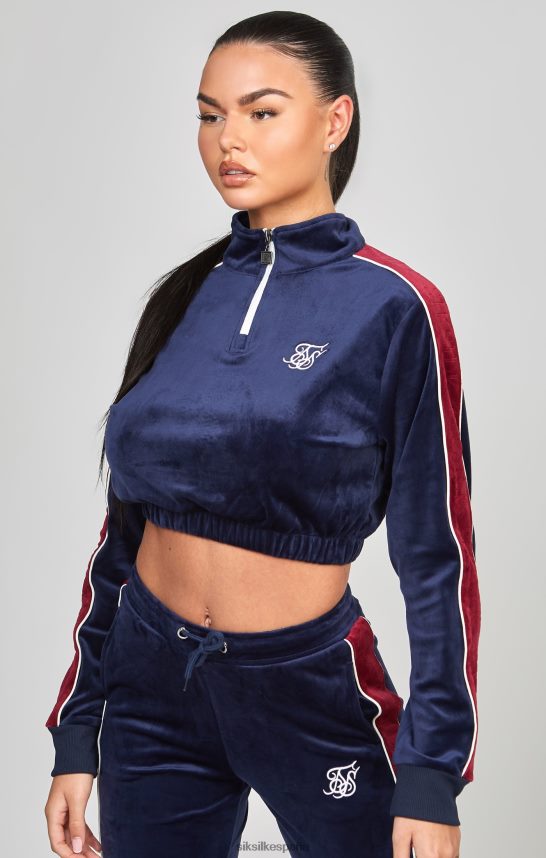 vestir es SikSilk mujer top deportivo de terciopelo azul marino 4NP28R112